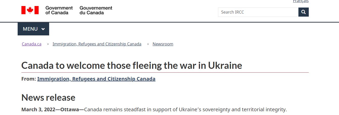 Canada to welcome those fleeing the war in Ukraine Image